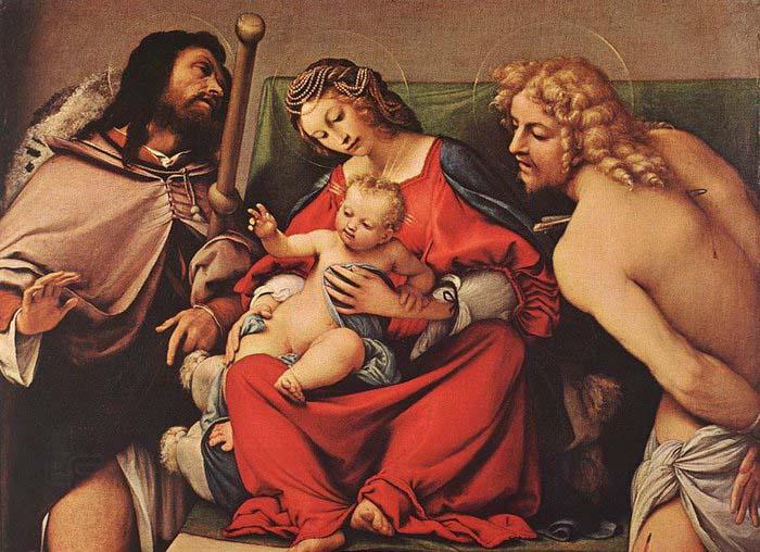 Lorenzo Lotto Madonna with the Child and Sts Rock and Sebastian oil painting picture
